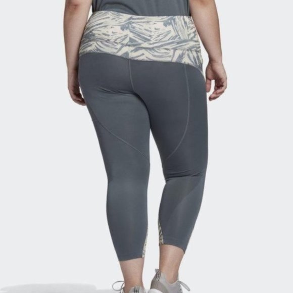 Adidas X Zoe Saldana Women Gray Blue U4U Aeroready 7/8 Leggings Plus Size 3X - Picture 3 of 15
